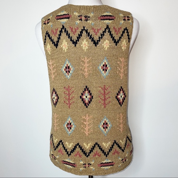 Portraits by NORTHERN ISLES Vintage Navajo Aztec Knit Button Sweater Vest M - Picture 2 of 10